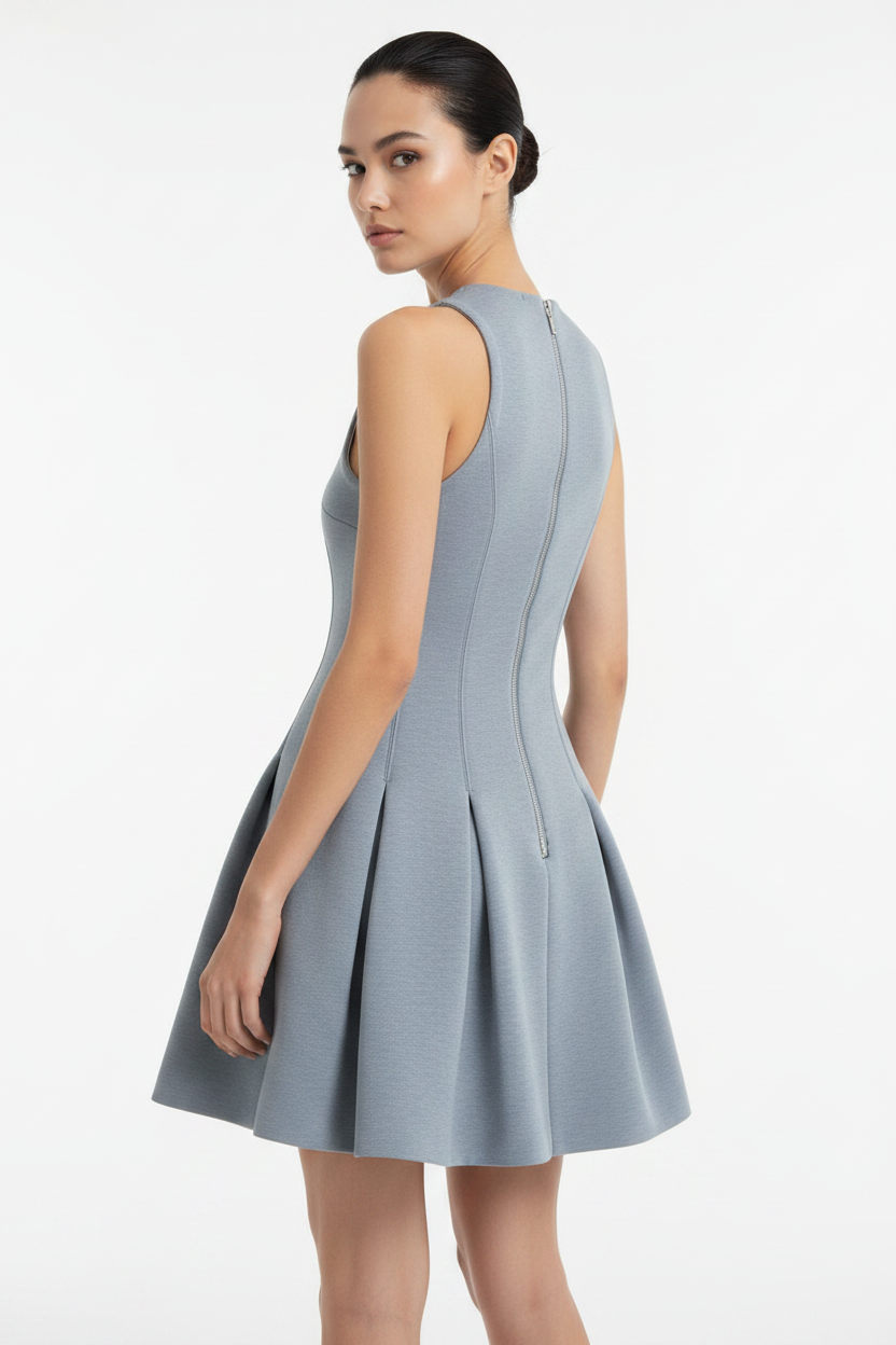 T by Alexander Wang Pleated Zip-Front Mini Dress — XS