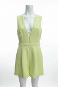 BCBGMAXAZRIA chartreuse romper, front view