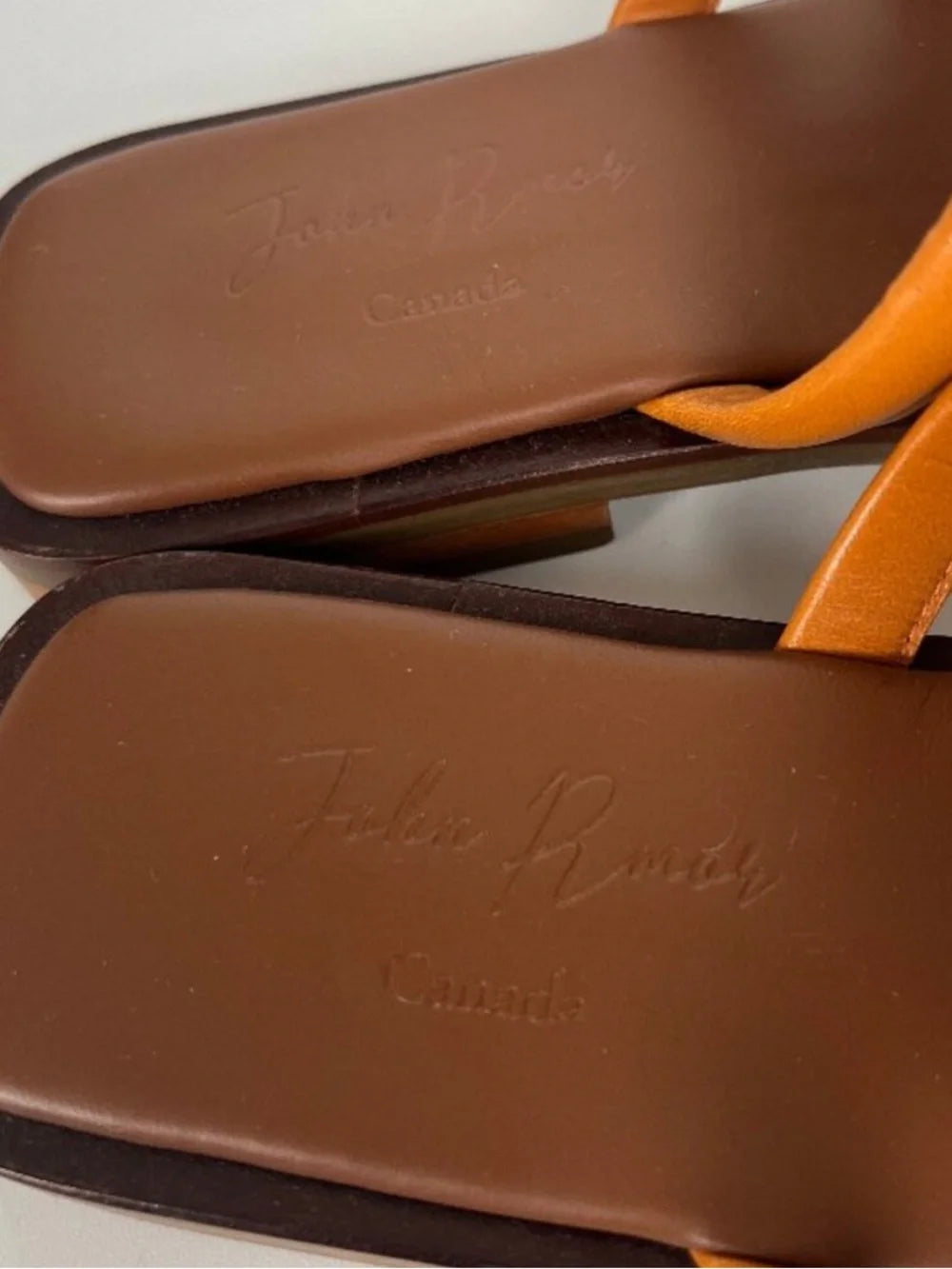 John Rmor sandals, back view showing heel